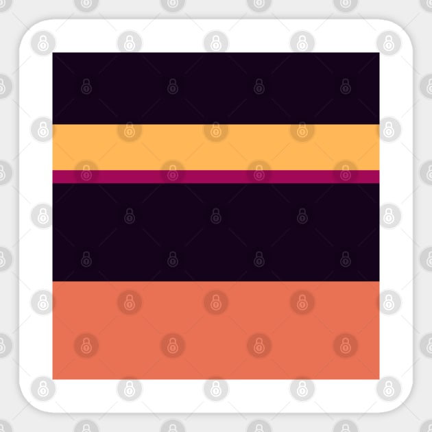 A unique unity of Almost Black, Jazzberry Jam, Faded Red, Dark Peach and Butterscotch stripes. Sticker by Sociable Stripes